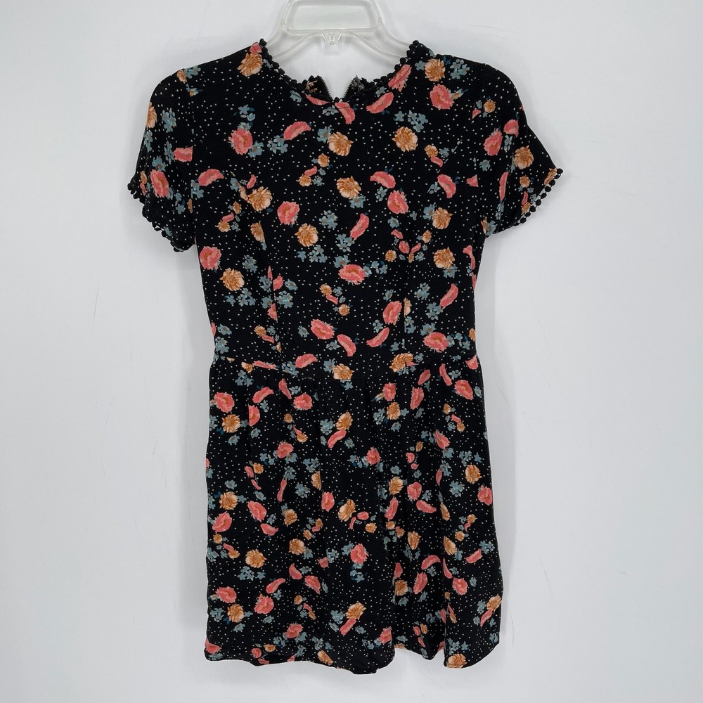 Xhilaration Women's Black‎ Floral Polka Dot Cut Out Bohemian Mini Dress Size M